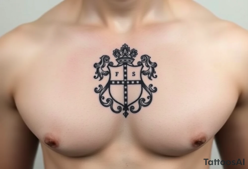 Smith Irish family crest whole chest tattoo idea