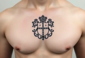 Smith Irish family crest whole chest tattoo idea