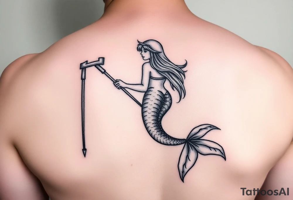 Mermaid with crutches tail tattoo idea