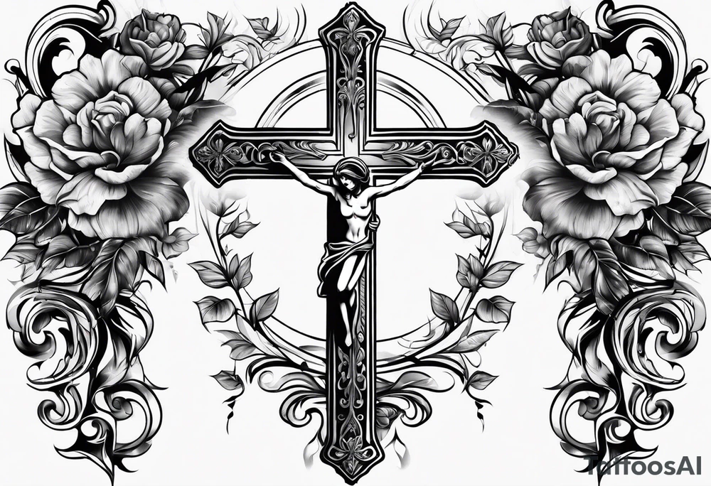 Cross with a design tattoo idea