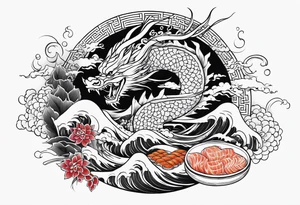 Drache und Sushi tattoo idea