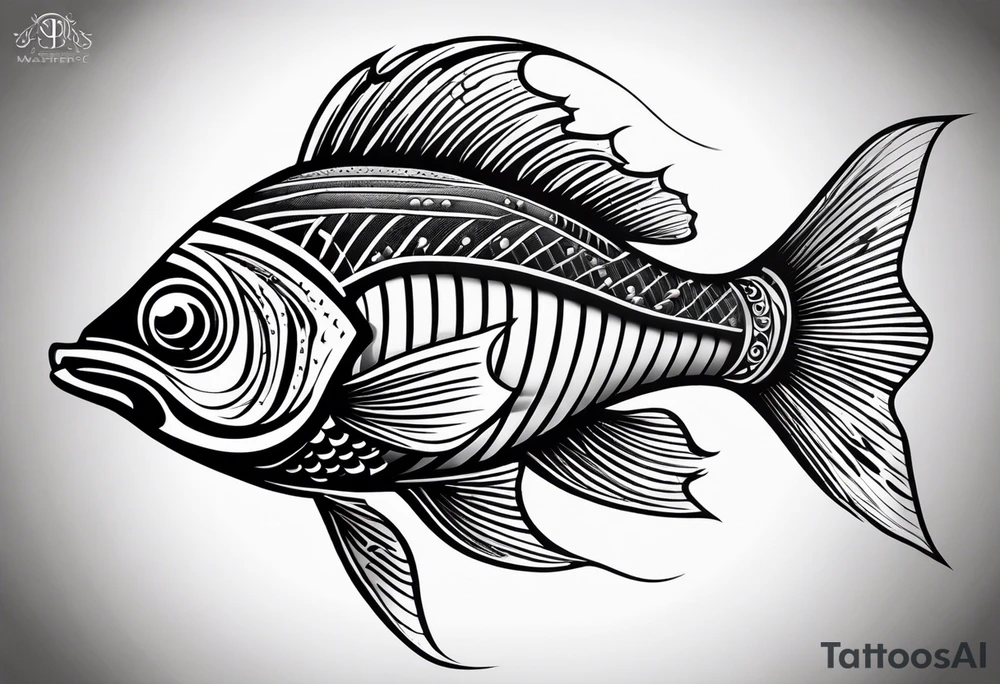 Pinstripe fish tattoo idea