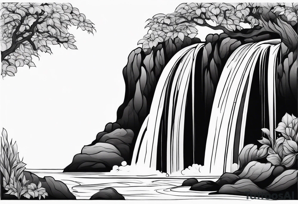 Flowing Waterfall tattoo idea