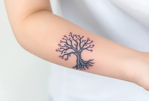 mystical tree of life with cosmic roots and celestial branches tattoo idea