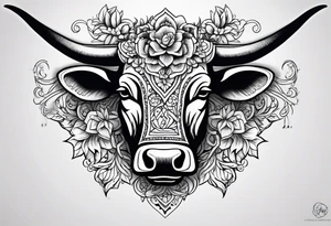 floral steer head with “well the devil can scrap but the lord has won” under it in cursive tattoo idea