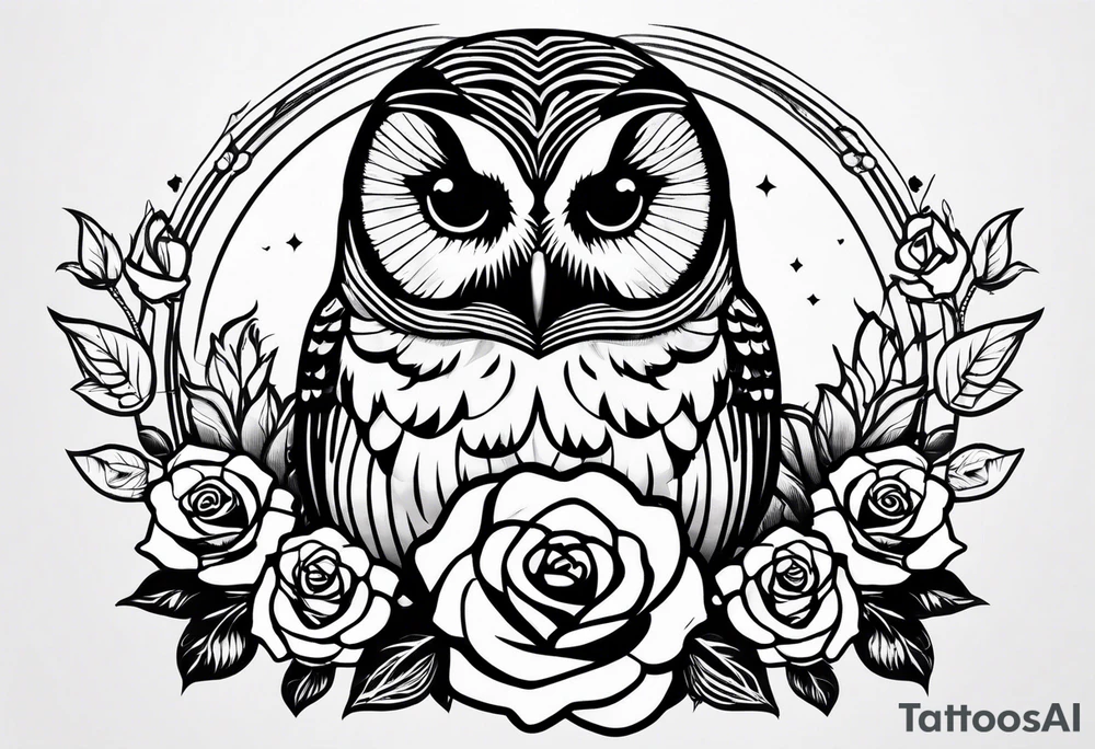 Barred owl and a rose tattoo idea