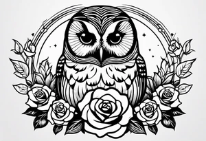 Barred owl and a rose tattoo idea