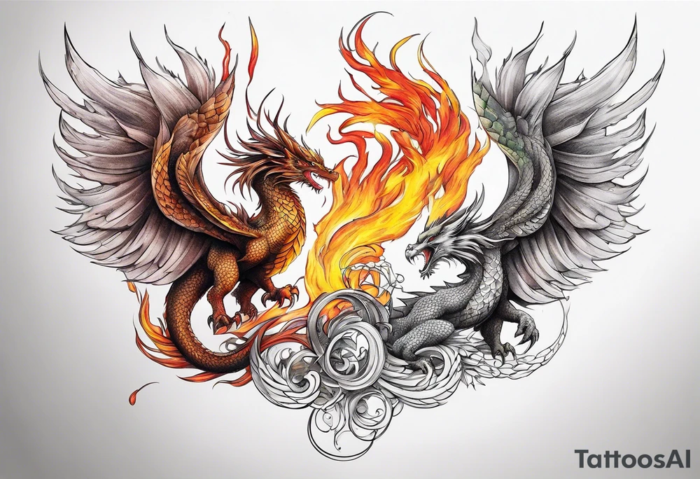 dragon and phoenix tattoo tattoo idea