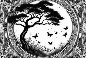 Tree of life moon and butterfly tattoo idea
