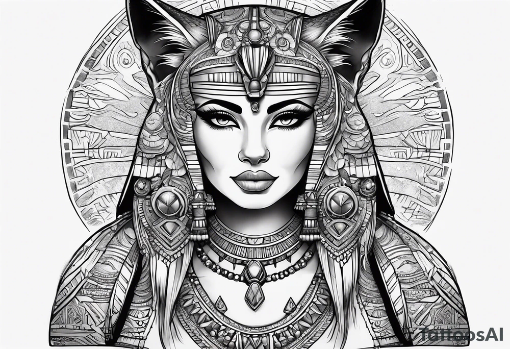 Egyptian goddess, cat, tattoo idea