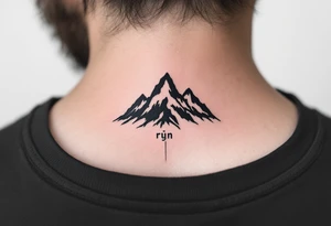 忍 (rěn, “endurance”) in charcoal gray fits beside a mountain silhouette for perseverance. tattoo idea