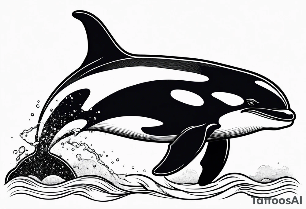 Killer whale outline with no shading tattoo idea