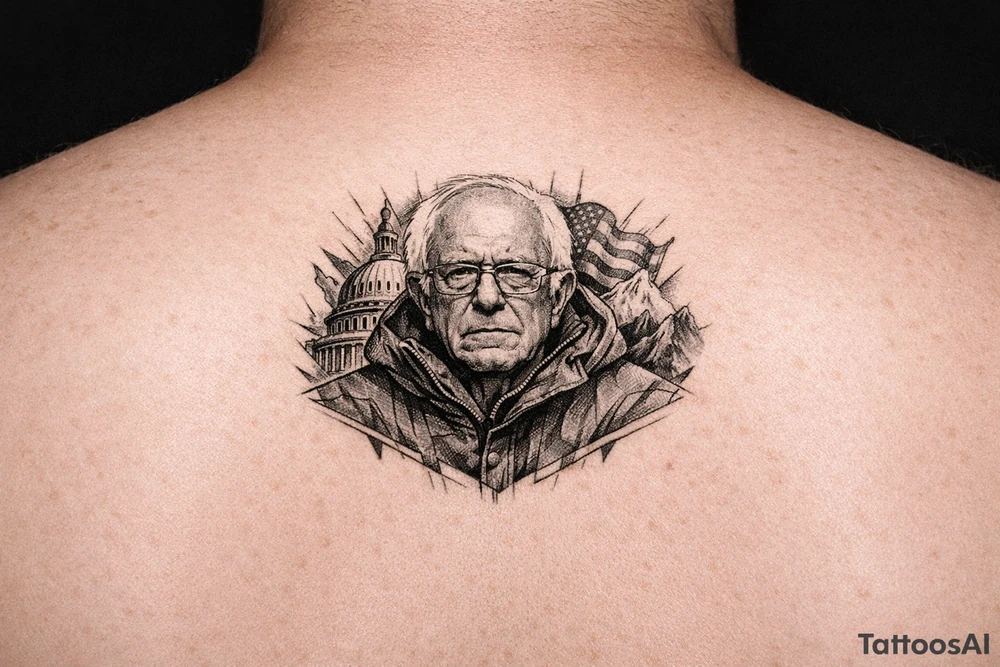 Bernie in front of neck tattoo idea