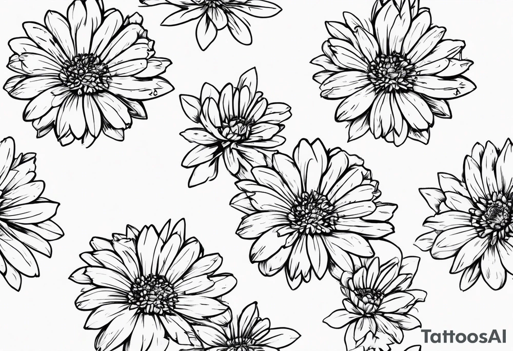 aster flower with roman numerals IX-VI-LVII tattoo idea