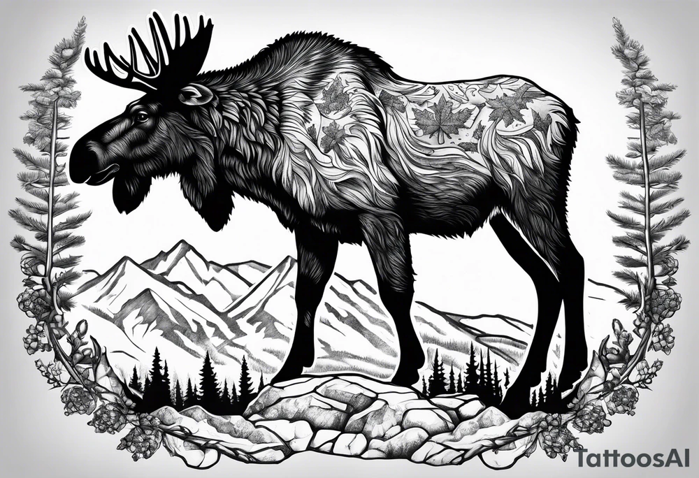 hunting moose stone sheep grizzly yukon tattoo idea