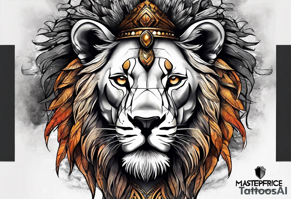Forearm tattoo of a African warrior with a lion tattoo idea
