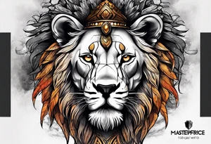 Forearm tattoo of a African warrior with a lion tattoo idea
