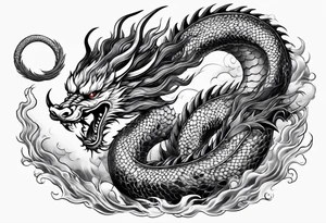 Traditional Japanese Dragon full body and smoke tattoo idea