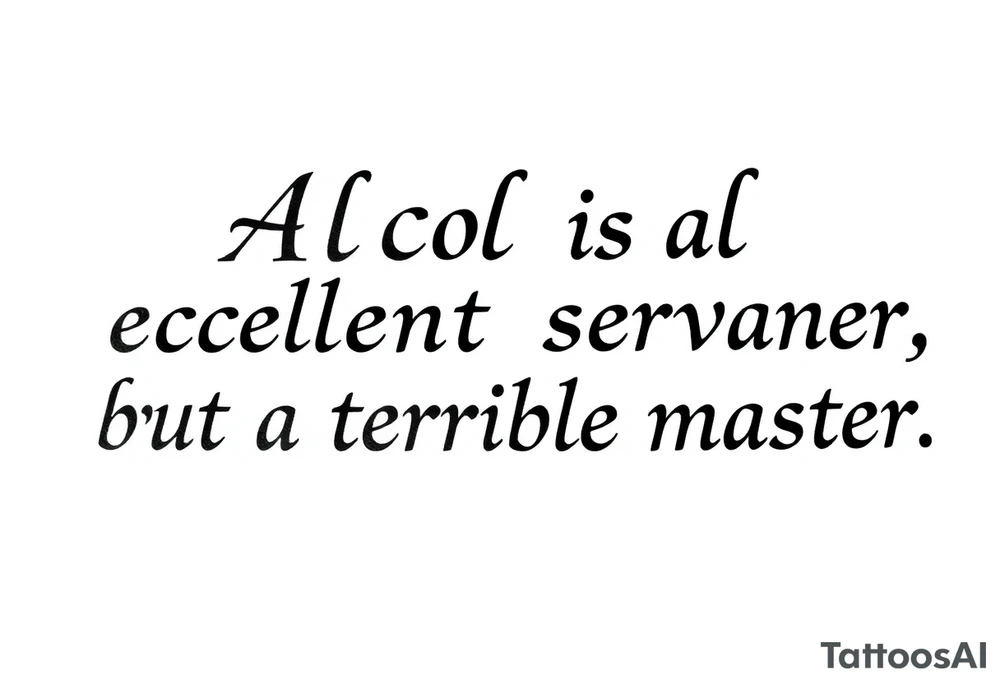 Alcohol is an excellent servant, but a terrible master tattoo idea