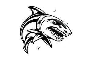 Masculine strong shark flowing tattoo idea