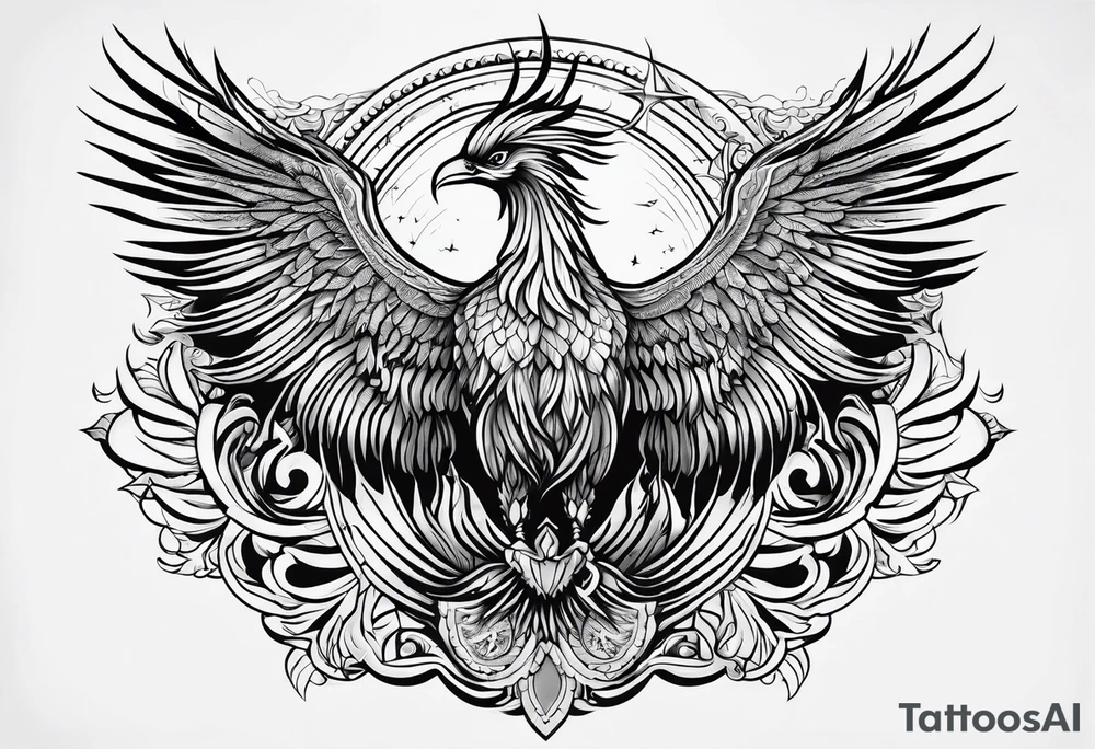 Phoenix and a sun tattoo idea