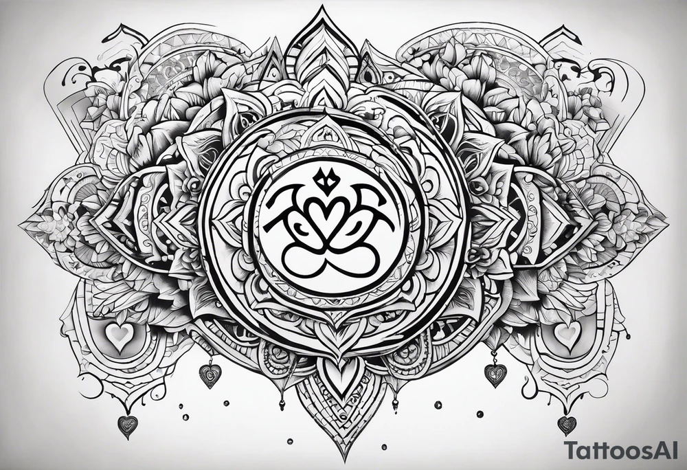 Om and heart tattoo idea