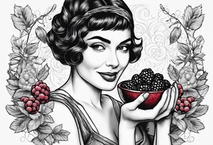 amelie with raspberries on her fingers smiling mysteriously tattoo idea