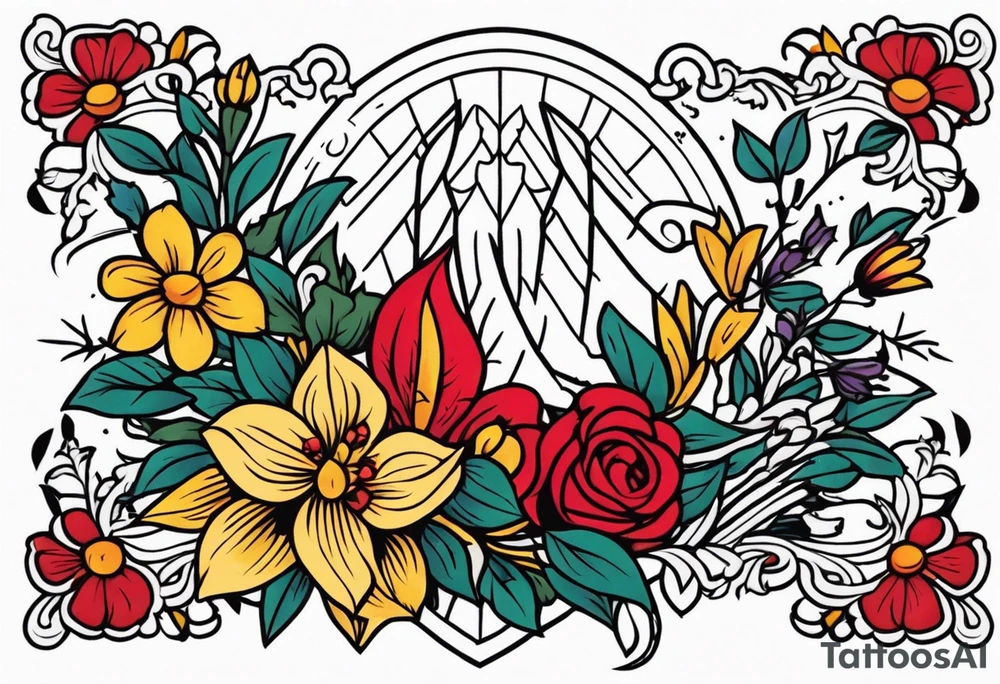 mercy
old school vintage simple traditional design surrounded by vintage flowers


bold color simple tattoo idea