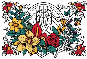 mercy
old school vintage simple traditional design surrounded by vintage flowers


bold color simple tattoo idea