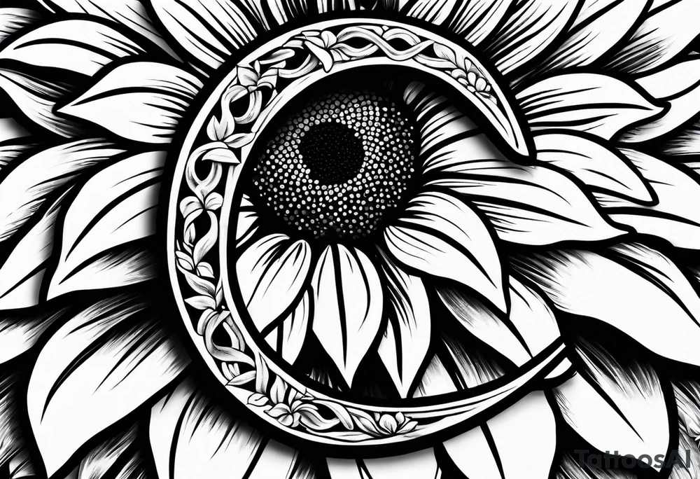 Realistic Horseshoe around a sunflower tattoo idea Realistic Horseshoe around a sunflower tattoo idea