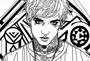 Lil peep in modern Blackwork style tattoo idea