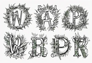 Words “Plant Powered” spelled out with plants and vines through out the words tattoo idea