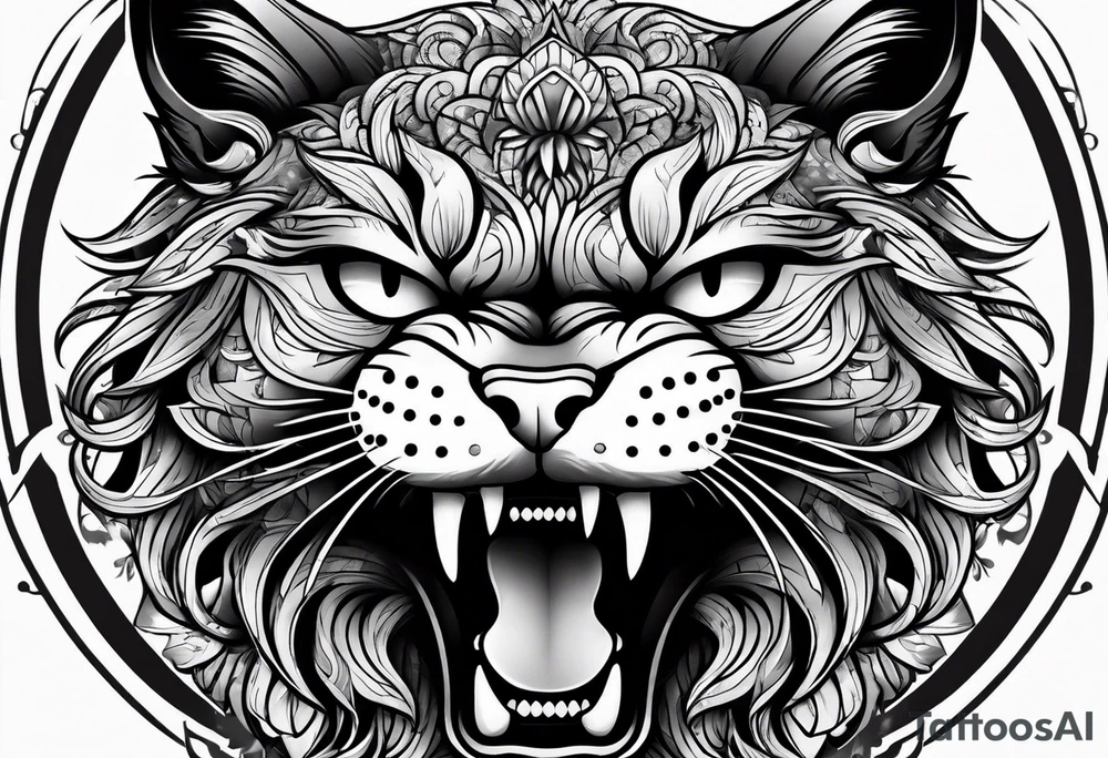 angry cat tattoo idea