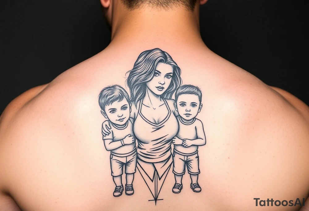 powerful woman with kids tattoo idea