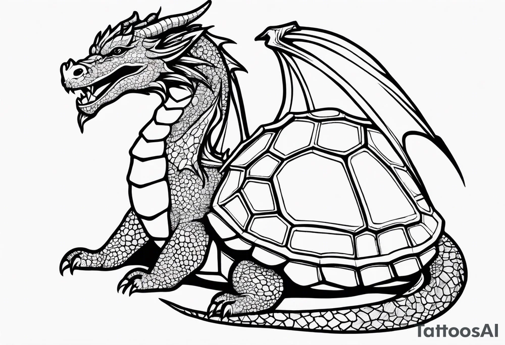 dragon with turtle shell tattoo idea