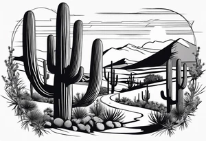 Running through desert with cacti tattoo idea