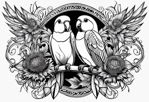 Combine LFC's Lovebird with a thistle and with MacLaren tartan tattoo idea