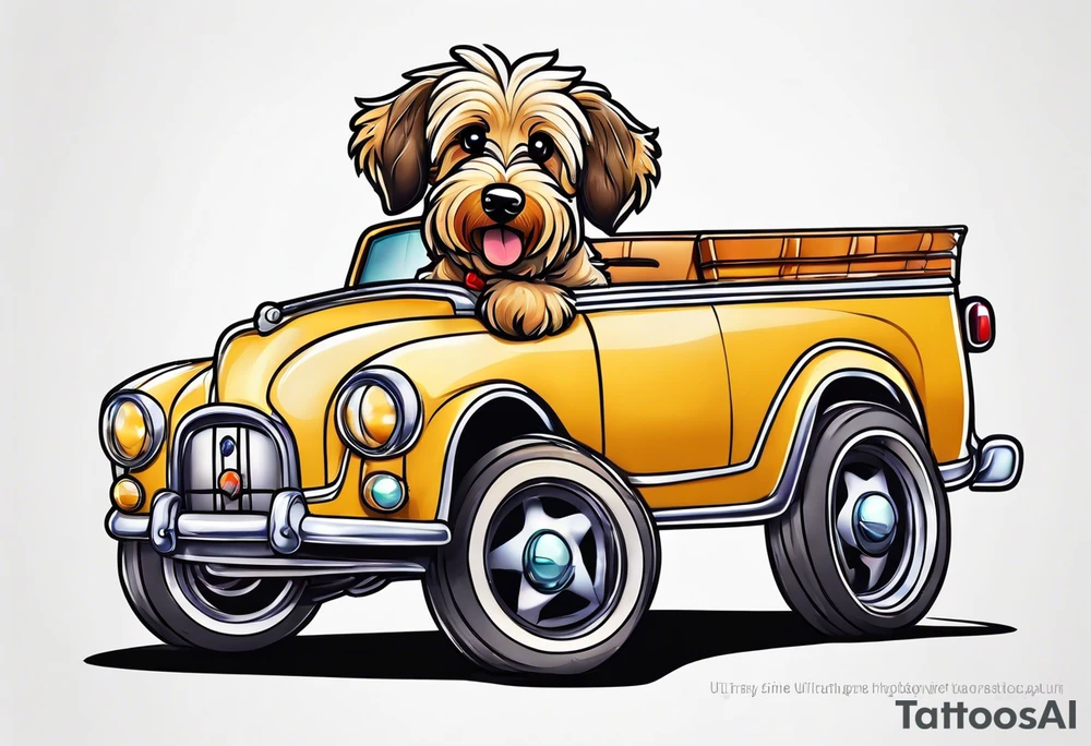 cartoon golden doodle in style of disney tattoo idea