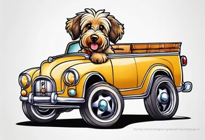 cartoon golden doodle in style of disney tattoo idea