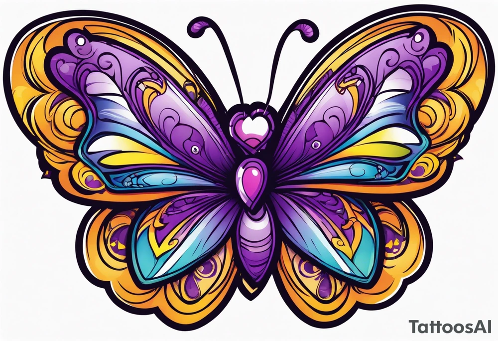 Butterfly, Letter M, infinity, heart, purple tattoo idea