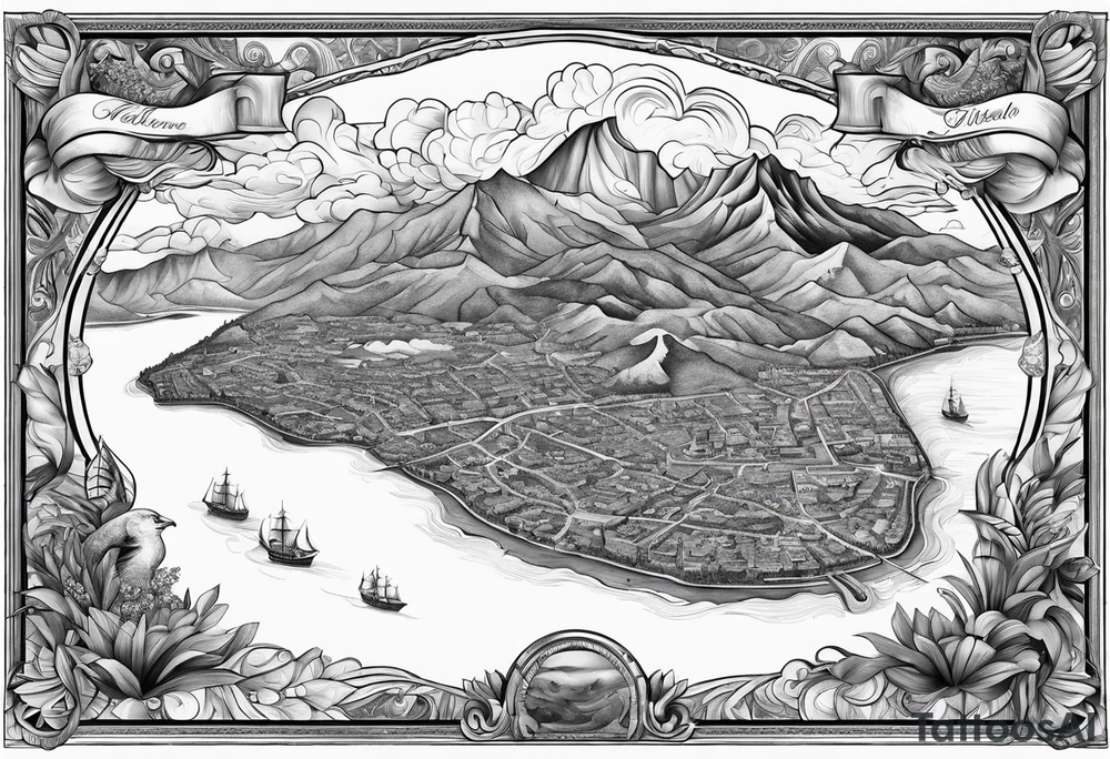 Eastern Caribbean island map tattoo idea