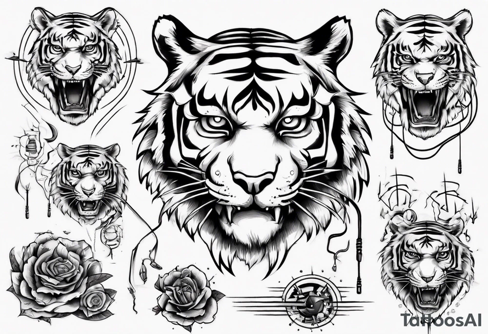 A tiger surrounded by electricity tattoo idea