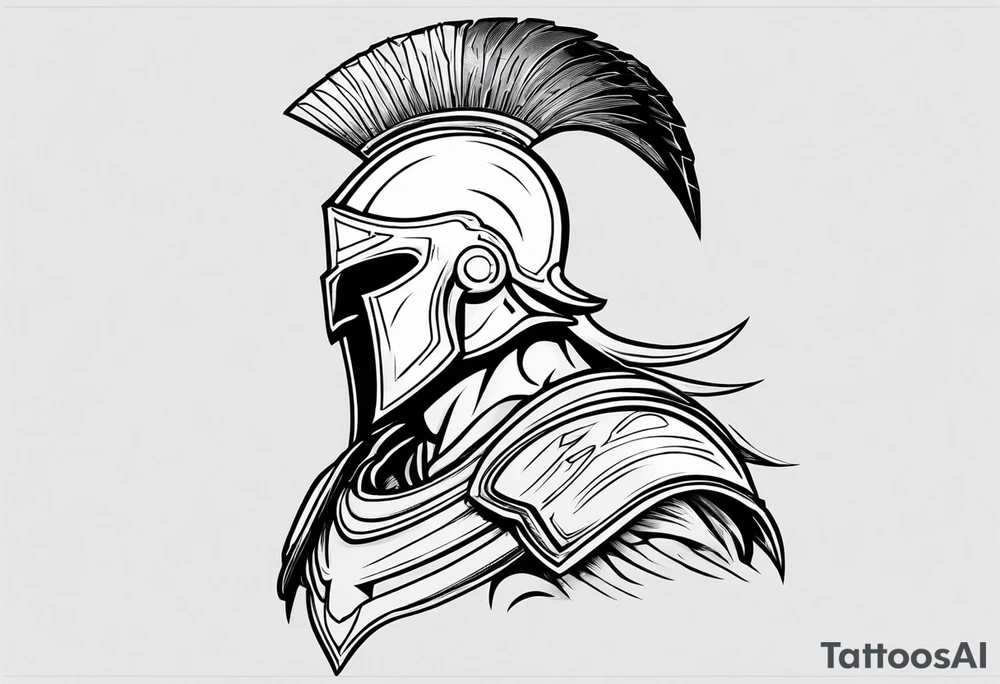 ultra-fine line linework vector of a spartan from the side tattoo idea