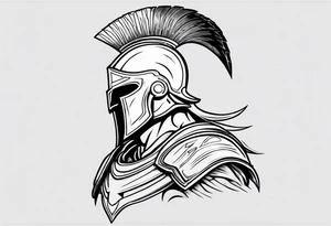 ultra-fine line linework vector of a spartan from the side tattoo idea