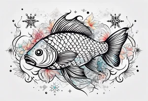 Constellation, animal fish carp kaoi, snowflake tattoo idea