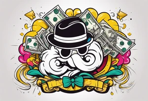 Gangster style design embracing money tattoo idea