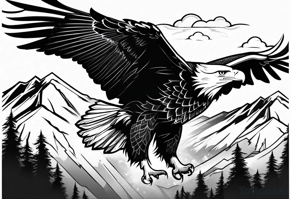 Bald eagle with mountain background tattoo idea Bald eagle with mountain background tattoo idea