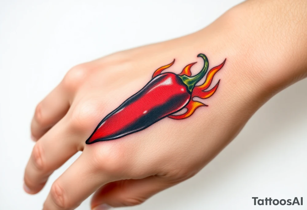 Chili pepper with flames tattoo idea