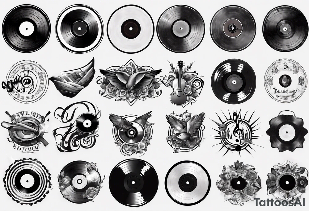 sound music vinyl tattoo idea