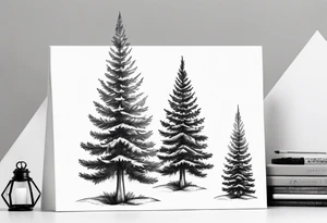 Small dainty detailed fir tree tattoo idea